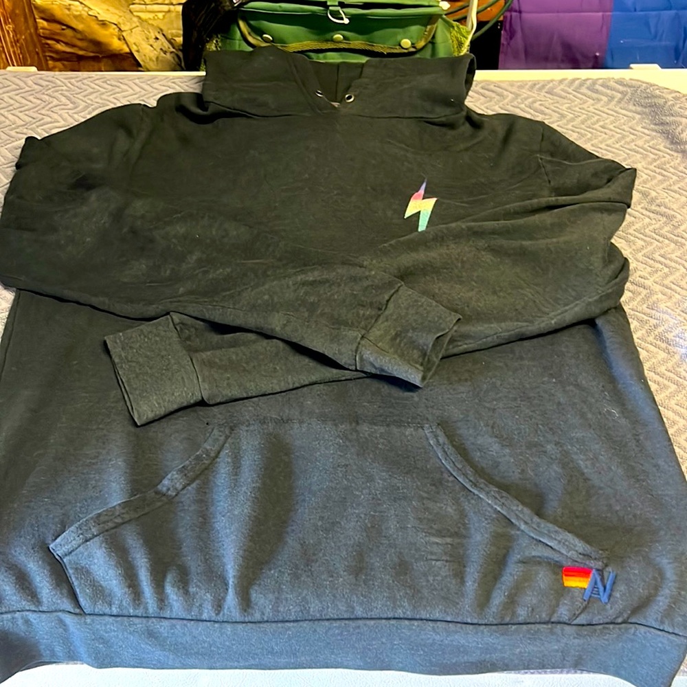 Brand New Lighting Bolt Aviator Nation super soft Black Hoodie